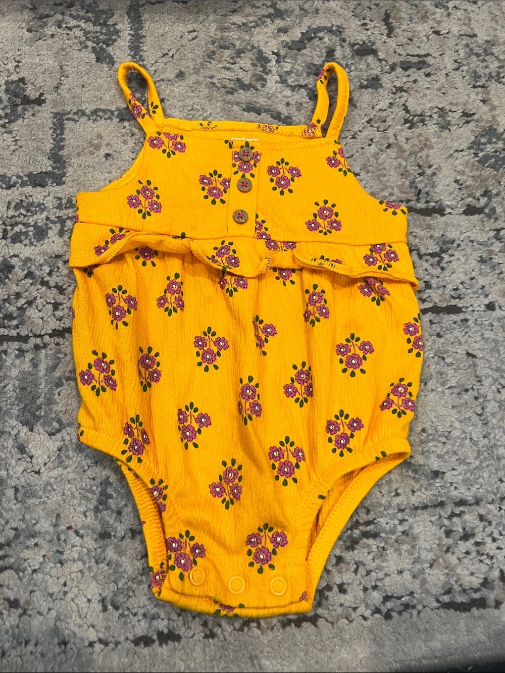 Carter's Yellow Floral Baby One-Piece Bodysuit